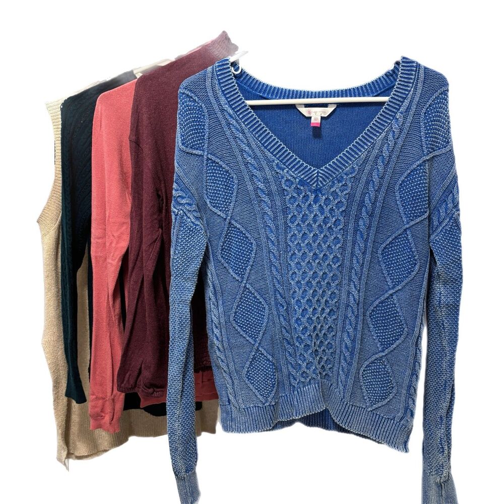 Womens Fall Winter Casual Preppy Basic Cable Knit Sweaters Medium 5 Piece Lot